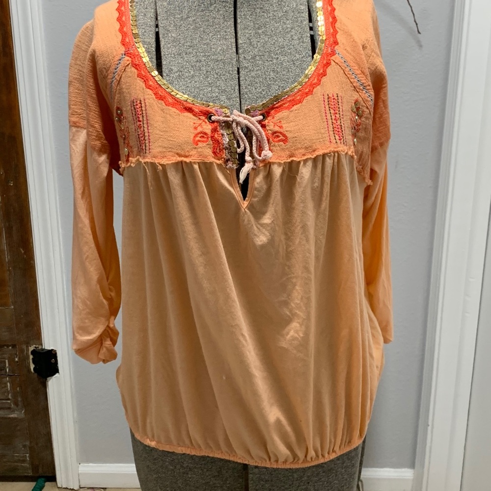 Free people Sequin Detail Peasant Top